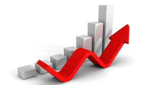 An upward arrow trajectory meant to create an image of rising premiums that individuals are facing with their health insurance.